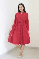 MAMA HAMIL Dress Baju Hamil Menyusui Full Kancing Terbaru Polos Simple Kerja Kantor Casual Nyaman Joy   DRO 1009 27  large